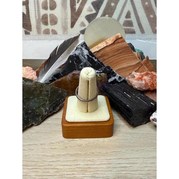 Vintage Inlay Turquoise Onyx Navajo Zuni Sterling Silver Statement Size 7 Ring - Picture 2 of 5